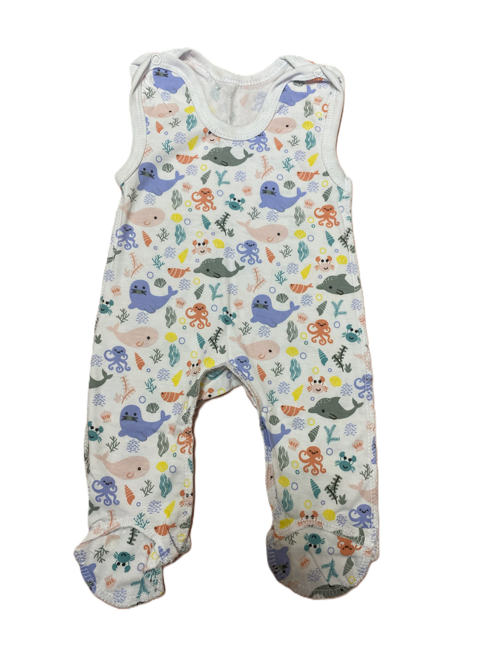 Ползунки длинные на кнопках швы наружу из кулирки (100% хлопок) на рост 56 см