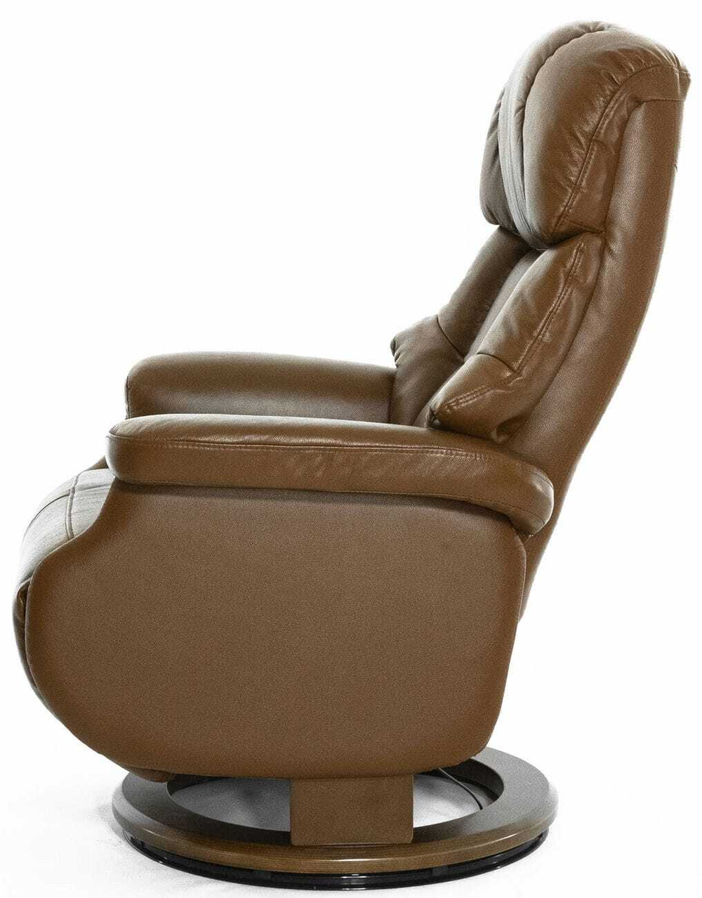 Кресло реклайнер Relax Lux Electro S16099RWB, натуральная кожа коричневая (034), основание дерево темный орех (029)