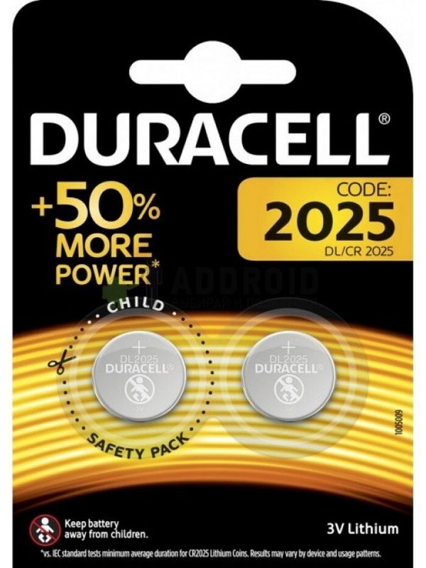 Батарейки Duracell Lithium CR2025 BL2