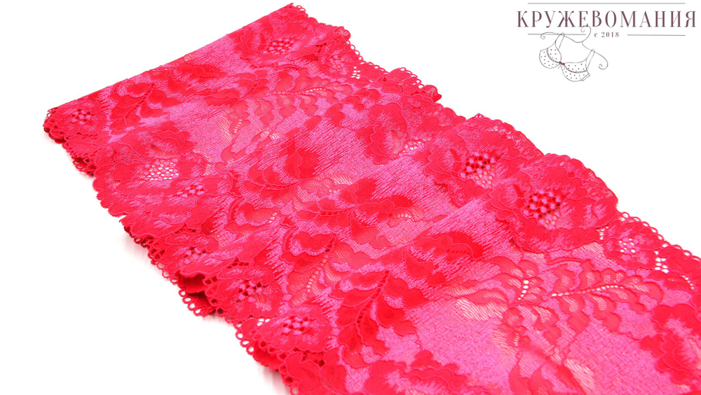 Эластичное кружево, 23 см, красное/красные румяна, (Арт: EK-2206), м