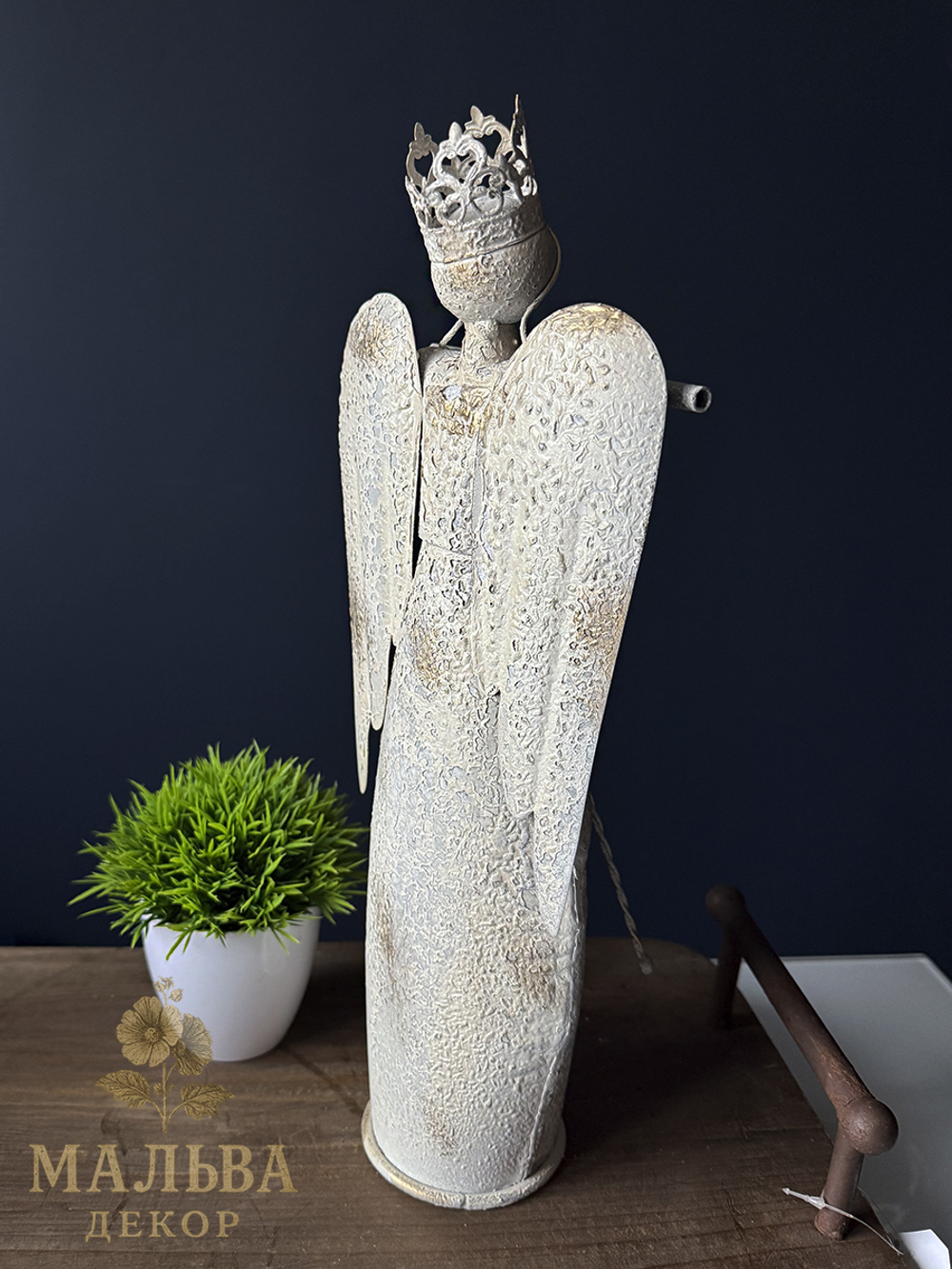 Декор "Ангел" кремовый антик 14x8xH38,5 см