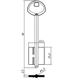 Заготовка сувальдного ключа 10655 139/1- Гардиан-3 литьё (широк.) (96*22,4*24,6) (4,9мм) (GRD3D)