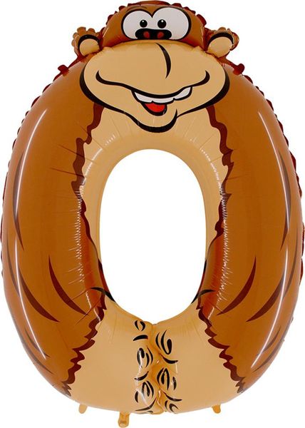 Воздушный шар (40''/102 см) Цифра, 0 Обезьяна, 1 шт.