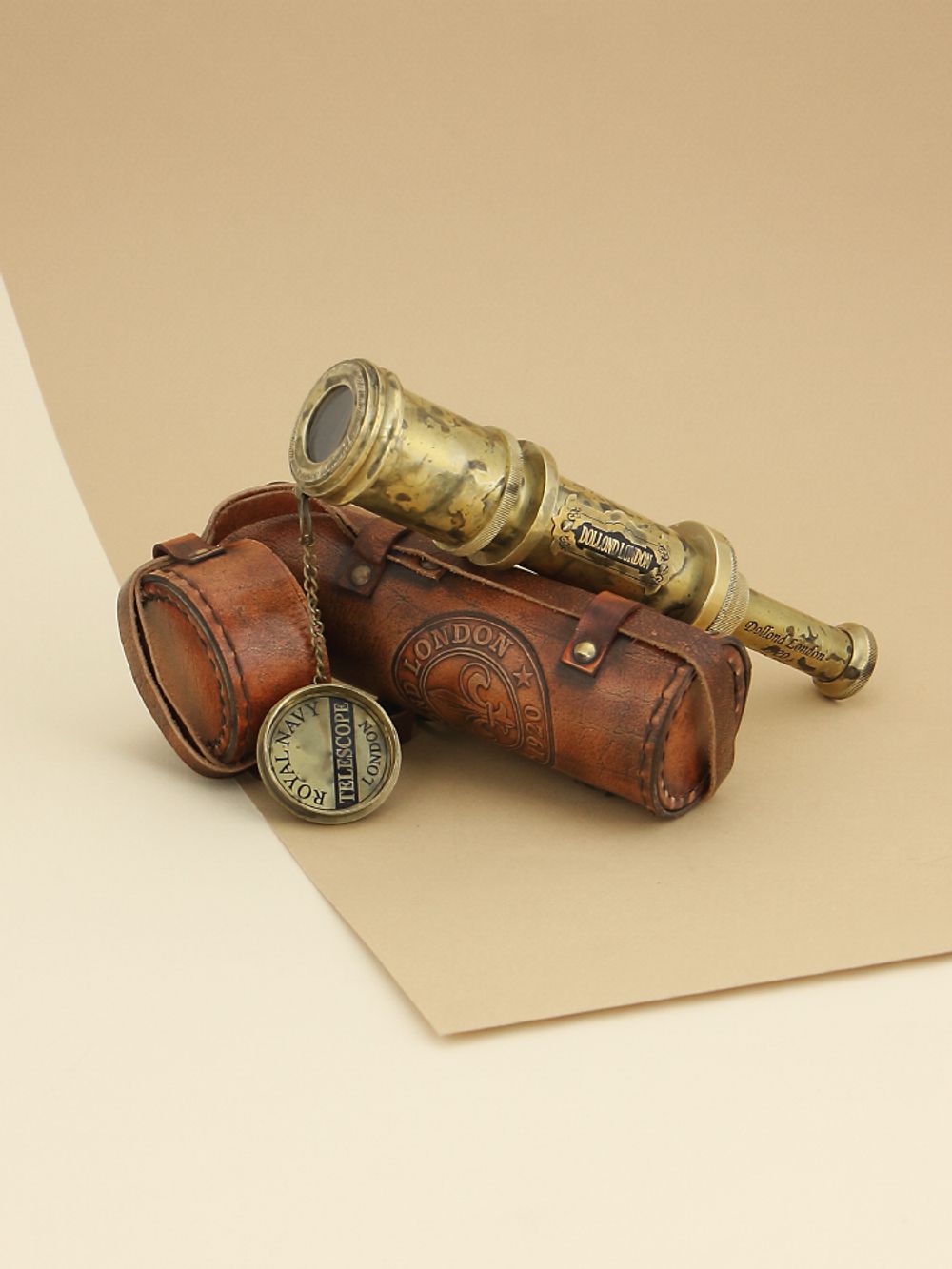 Nautical Подзорная труба в кожаном футляре