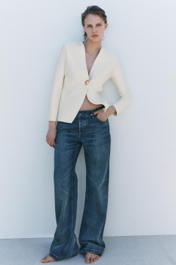 ZARA ОДНОТОННЫЙ КАРДИГАН, ЭКРЮ