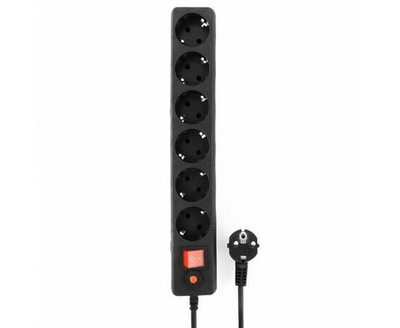 Сетевой фильтр ГАРНИЗОН ECL-6-B-5 (6 розеток, 5 М) черный