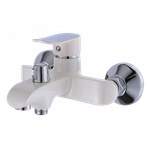 Смеситель для ванны однорычажный латунный H30003-F с коротким изливом, белый/хром