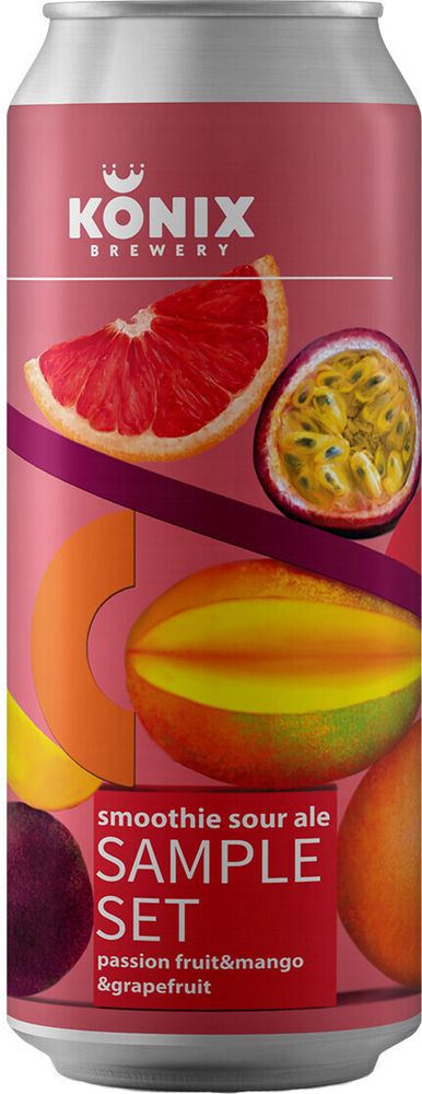 Пиво Коникс Сэмпл Сэт Маракуйя &amp; Манго &amp; Грейпфрут / Konix Sample Set Passion Fruit &amp; Mango &amp; Grapefruit 0.5л - 6шт