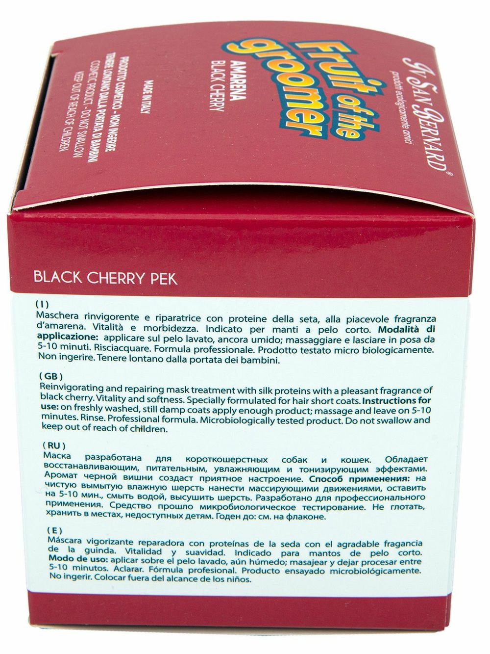 Восстанавливающая маска Iv San Bernard Fruit of the Grommer Black Cherry для короткой шерсти с протеинами шелка Восстанавливающая маска Iv San Bernard Fruit of the Grommer Black Cherry для короткой шерсти с протеинами шелка
