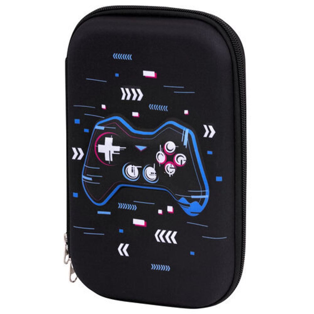 Пенал ЮНЛАНДИЯ большой, 1 отделение, 1 откидная планка, карман, полиэстер/EVA, 22х15х5 см, "Lucky gamer", 273196