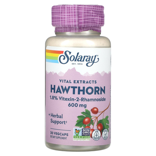 Solaray, Vital Extracts Hawthorn, 30 вегетарианских капсул