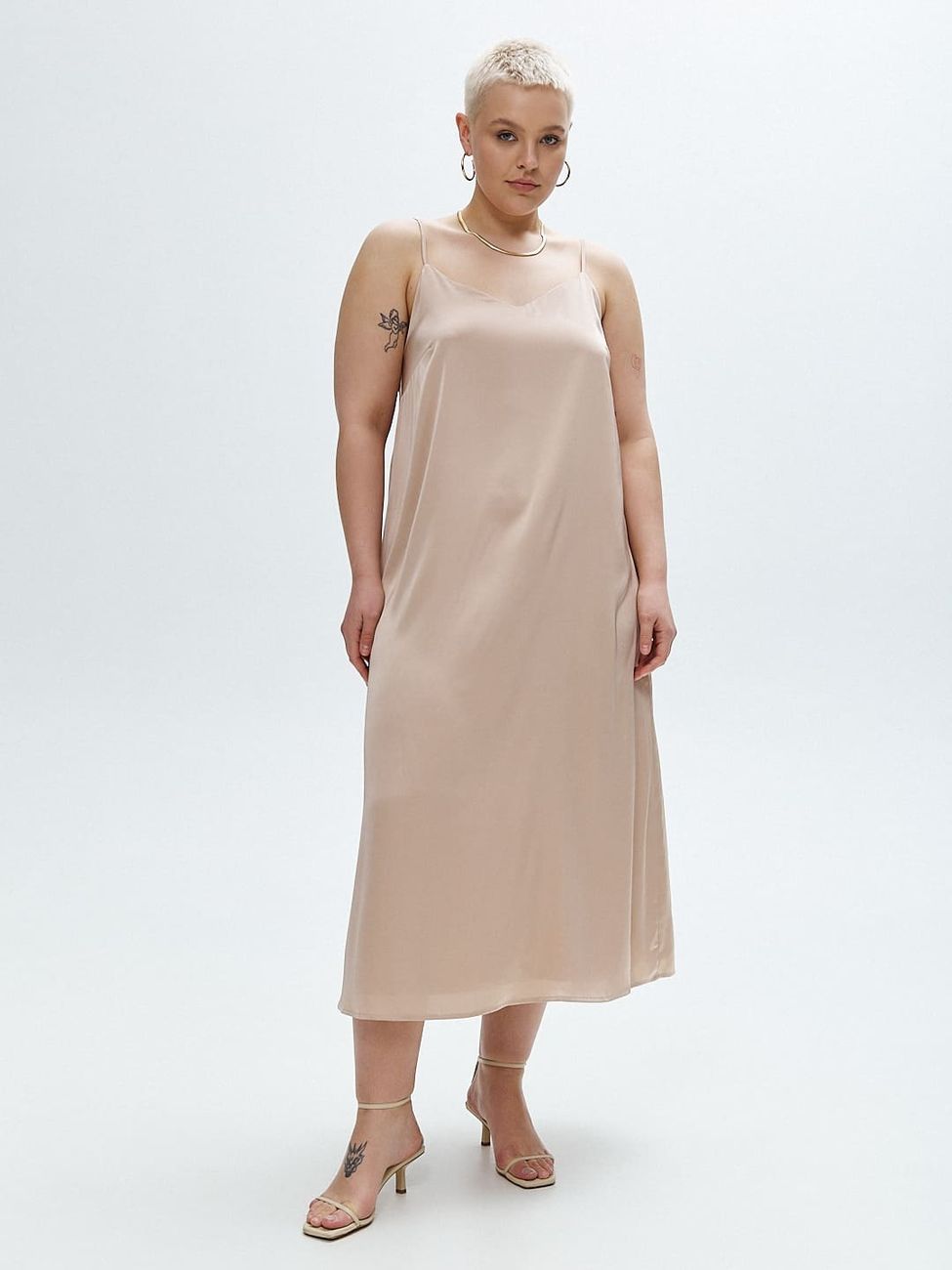 Платье-комбинация двухслойное, золотой песок