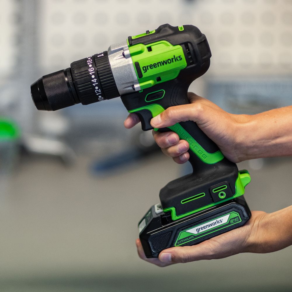 Аккумуляторная ударная дрель шуруповерт Greenworks GD24DD60, 3704107,24v, без АКБ и ЗУ