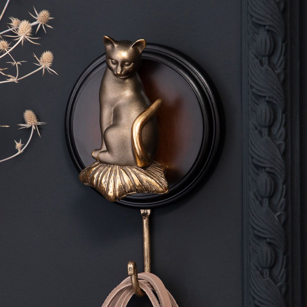 Настенный крючок Кошечка Бронза