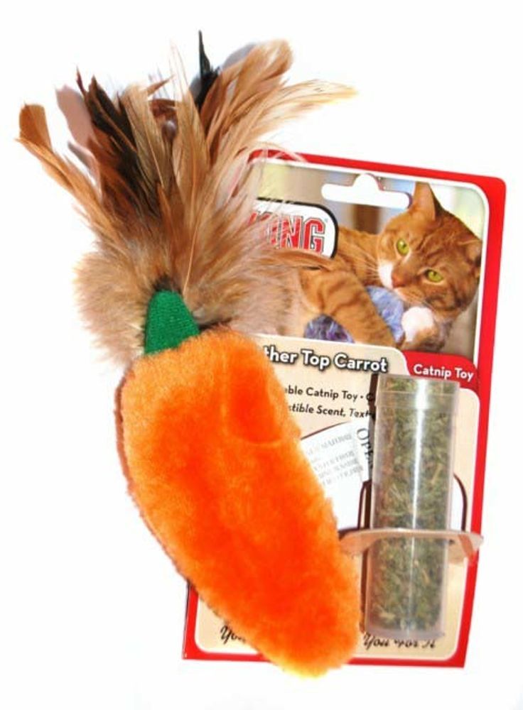 KONG игрушка для кошек &quot;Морковь&quot; 15 см плюш с тубом кошачьей мяты
