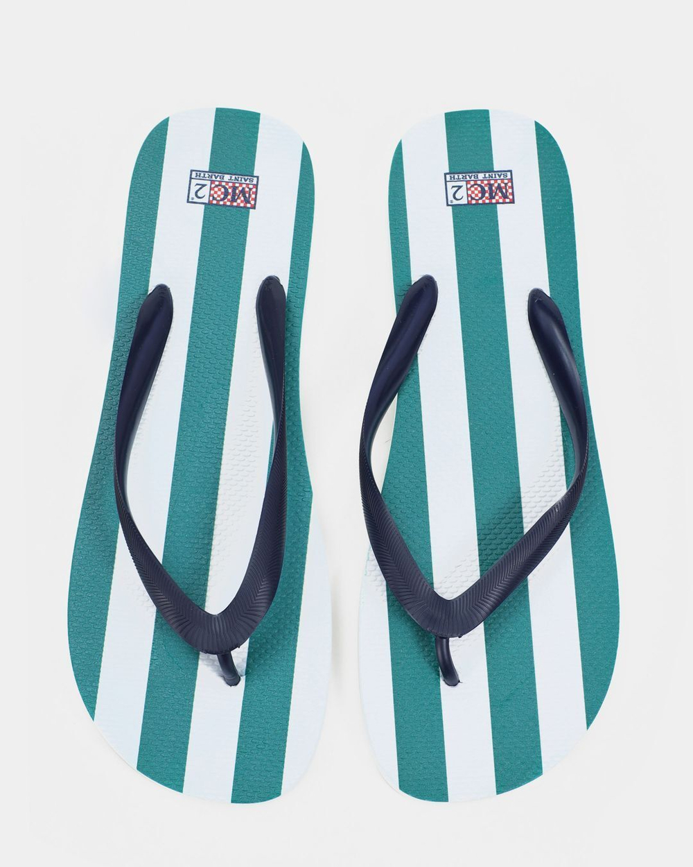 Шлепки MC Saint Barth Tommy зеленый белым полоса