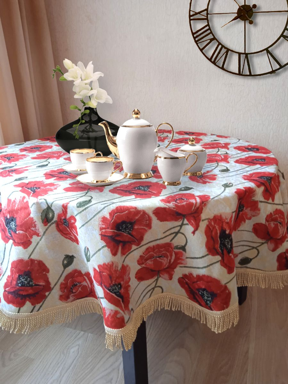Гобеленовая скатерть Маки D 160 см