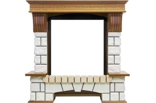 Каминокомплект Pierre Luxe - Дуб / Белый (Высота 990мм) с очагом Gannon DF2010-EU