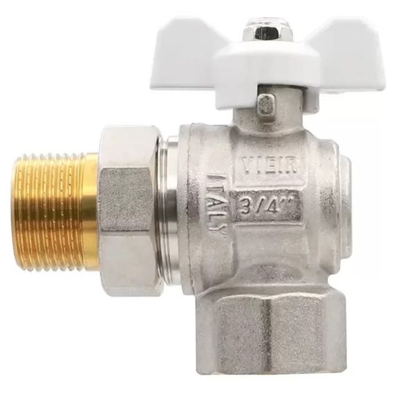 Кран VIEIR шаровый угловой с разьемным соединением (американка) 1/2 НВ, бел. Бабочка (64/8) VER47B купить в Москве и Московской области по низкой цене с доставкой по России — (1) Кран VIEIR шаровый угловой с разьемным соединением (американка) 1/2 НВ, бел. Бабочка (64/8) VER47B — (1)