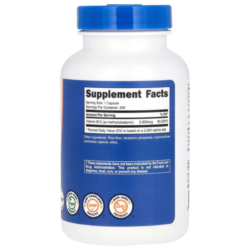 Nutricost, Витамин B12, 2000 мкг, 240 капсул