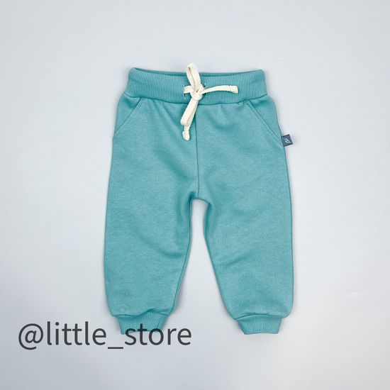 Брюки из футера с начесом, Светло-бирюзовые