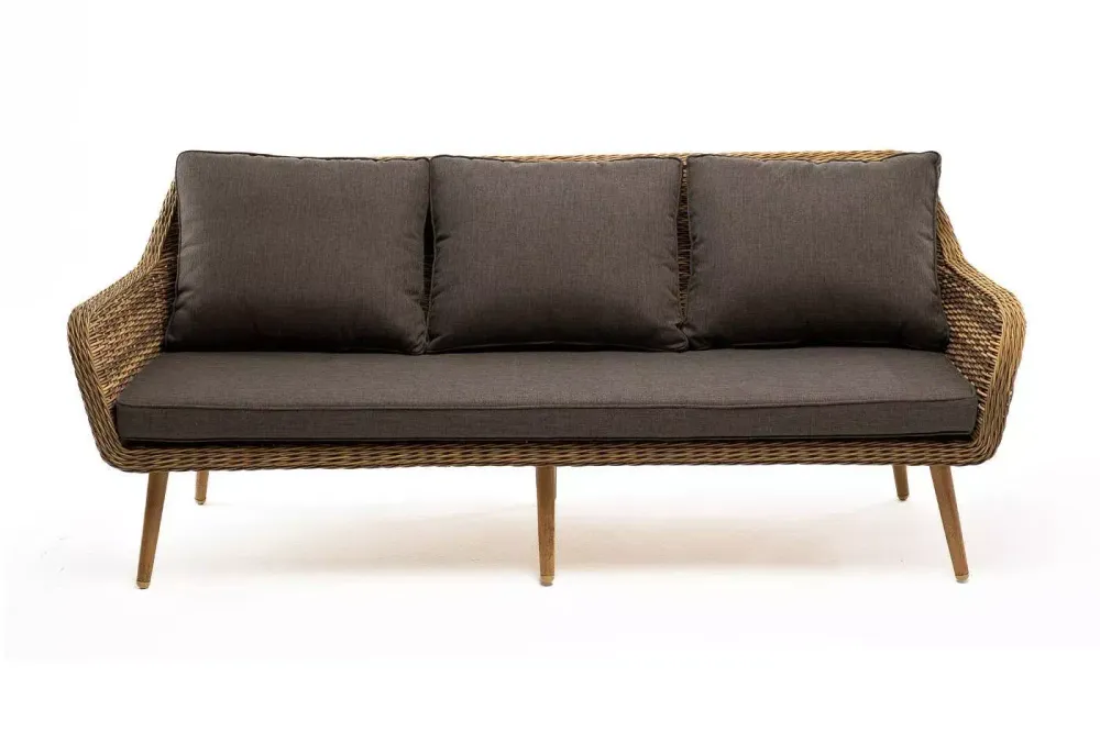 "Прованс" диван из искусственного ротанга трехместный, цвет соломенный