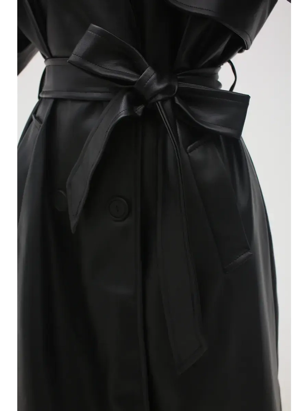 Тренч кожаный длинный оверсайз плащ