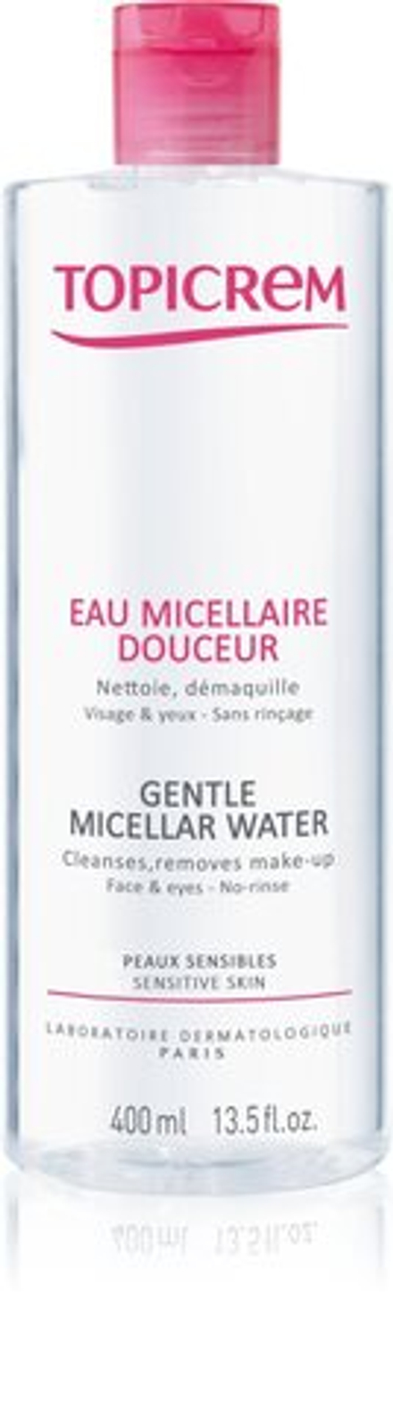 Topicrem UH FACE Gentle Micellar Water - нежно очищающий мицеллярный флюид для чувствительной кожи и области вокруг глаз /   400  ml  / GTIN 3700281703214