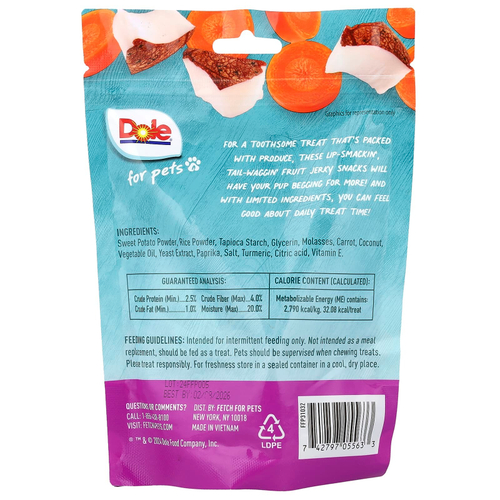 Dole for Pets, Jerky Bites, морковь и кокос, 170 г (6 унций)