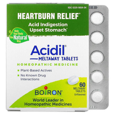 Boiron, Acidil, нарушение пищеварения, без добавок, 60 таблеток Meltaway