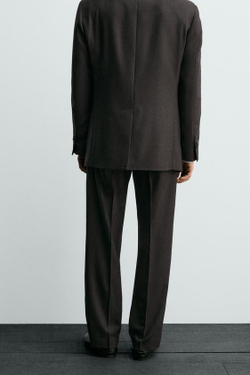 ZARA X AARON LEVINE КОСТЮМНЫЕ БРЮКИ ИЗ ШЕРСТИ, КОРИЧНЕВЫЙ