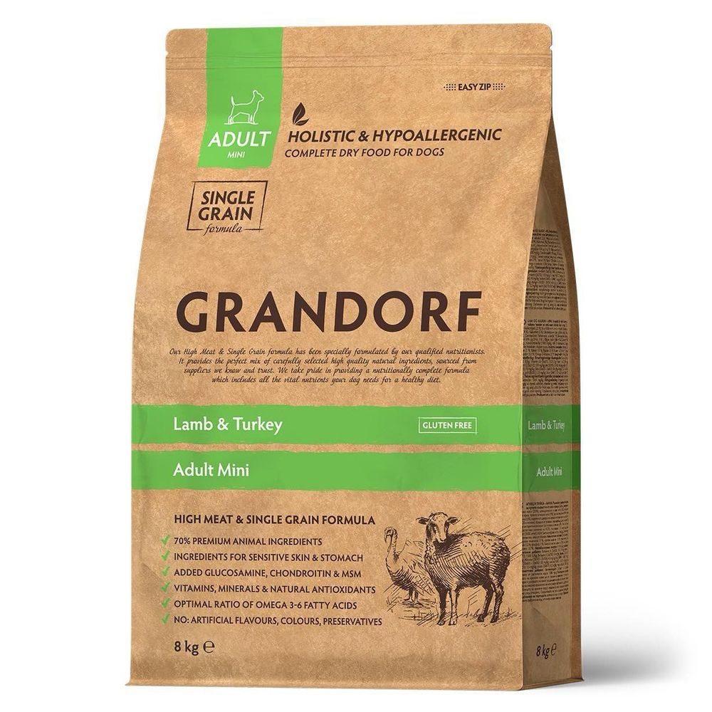 Сухой корм Grandorf DOG Lamb&Turkey MINI для взрослых собак мелких пород, ягнёнок с индейкой Сухой корм Grandorf DOG Lamb&Turkey MINI для взрослых собак мелких пород, ягнёнок с индейкой