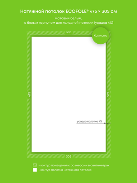 Матовый натяжной потолок 14.5 м2