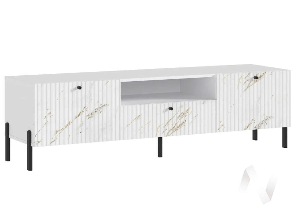 Тумба ТВ (малая)(металл) Оливия (белый/мрамор золото)