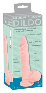 Реалистичный фаллоимитатор с чуть зауженной головкой Medical Silicone Dildo - 21 см. (Цвет: телесный)