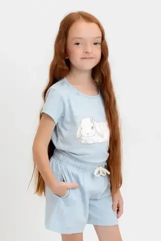 фуфайка  для девочки  КР 302748-1/голубой,любимые ромашки к563