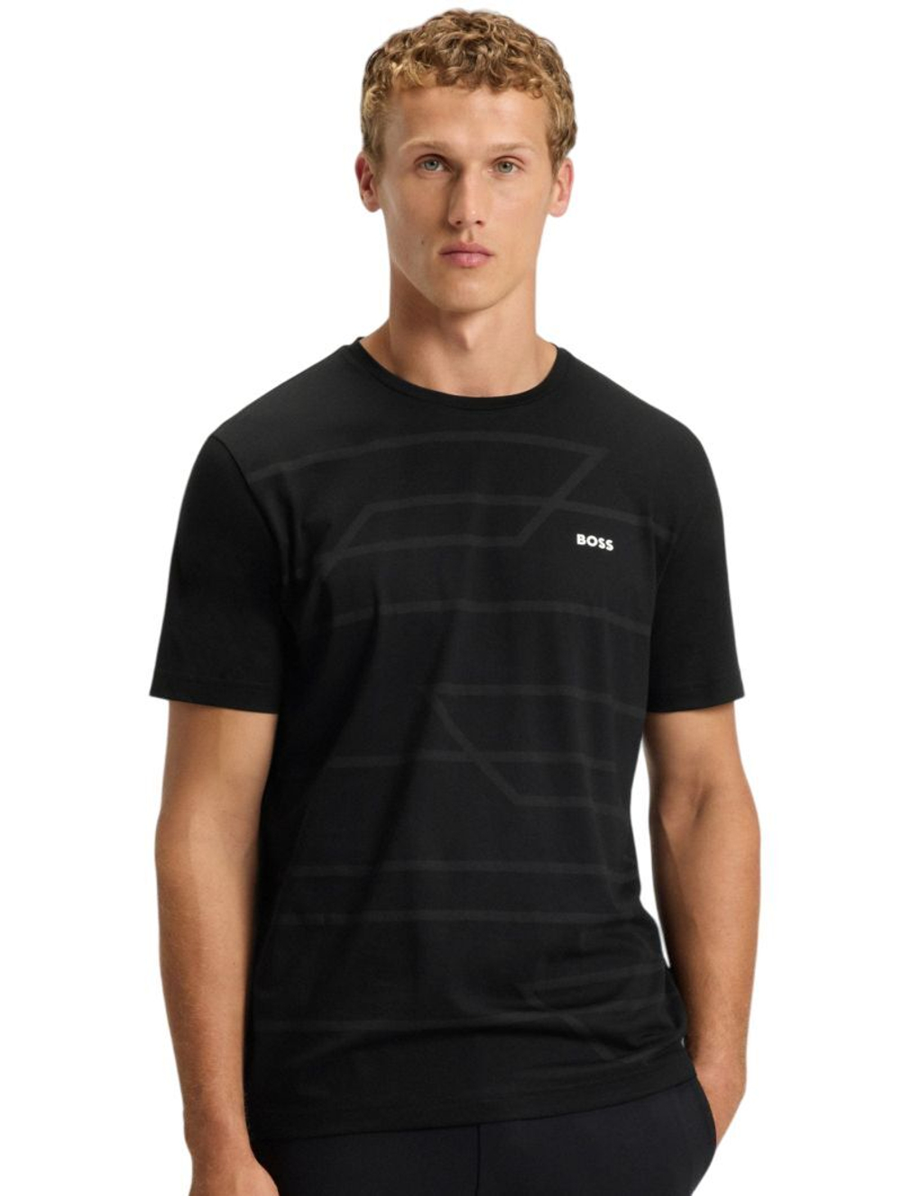 Теннисная футболка BOSS Pattern GOC - black