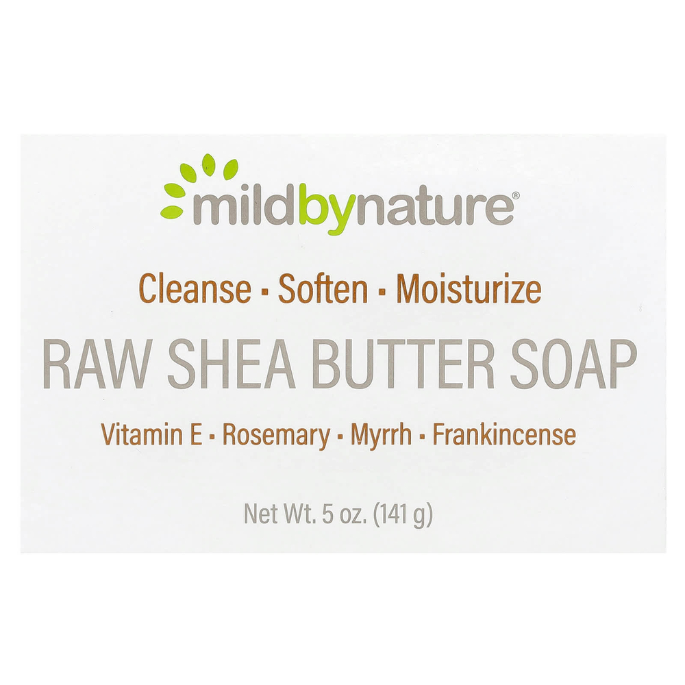 Mild By Nature, кусковое мыло с сырым маслом ши, с витамином E, розмарином, миррой и ладаном, 141 г (5 унций)