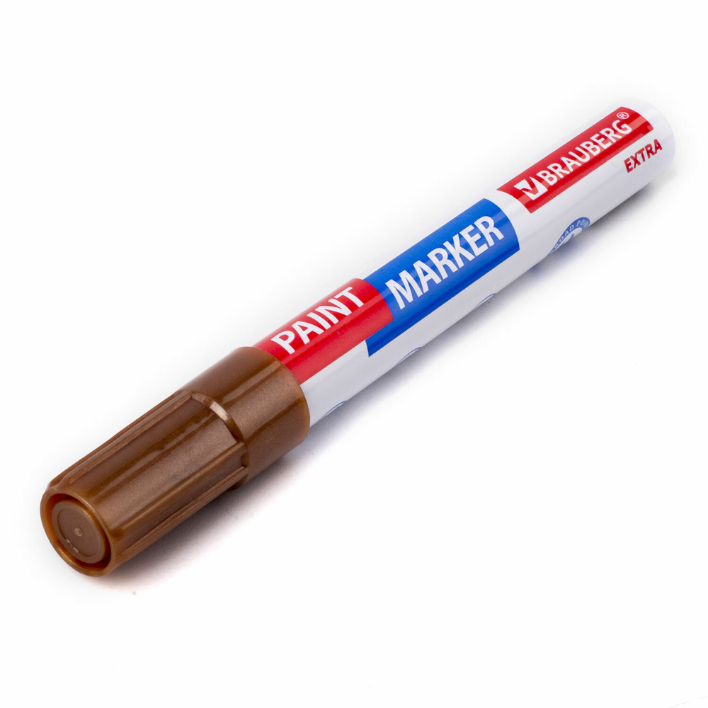 Маркер-краска лаковый EXTRA (paint marker) 4 мм МЕДНЫЙ усиленная нитро-основа BRAUBERG (12 штук в упаковке)
