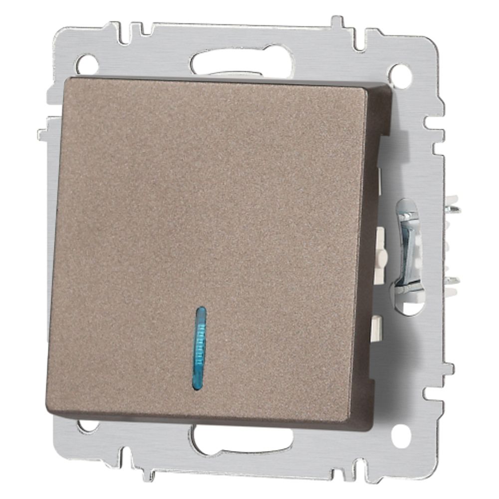Выключатель Intro Accent 6-102-08 с подсветкой, 10А-250В, IP20, СУ, AL/CU, бронза