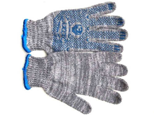 Перчатки х/б 6 нитей ПВХ Точка "ЛЮКС" Серые (10шт/уп)(200шт/меш)  Х