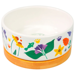 Миска Mr.Kranch Bamboo 340 мл Цветы Прованса керамическая на бамбуковой подставке васильковая