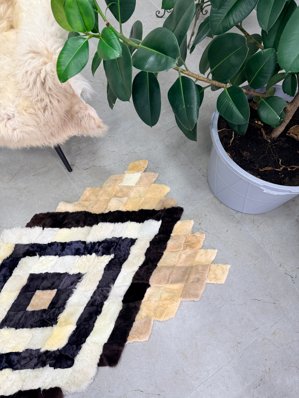 Меховой Коврик прикроватный накидка на кресло из овчины