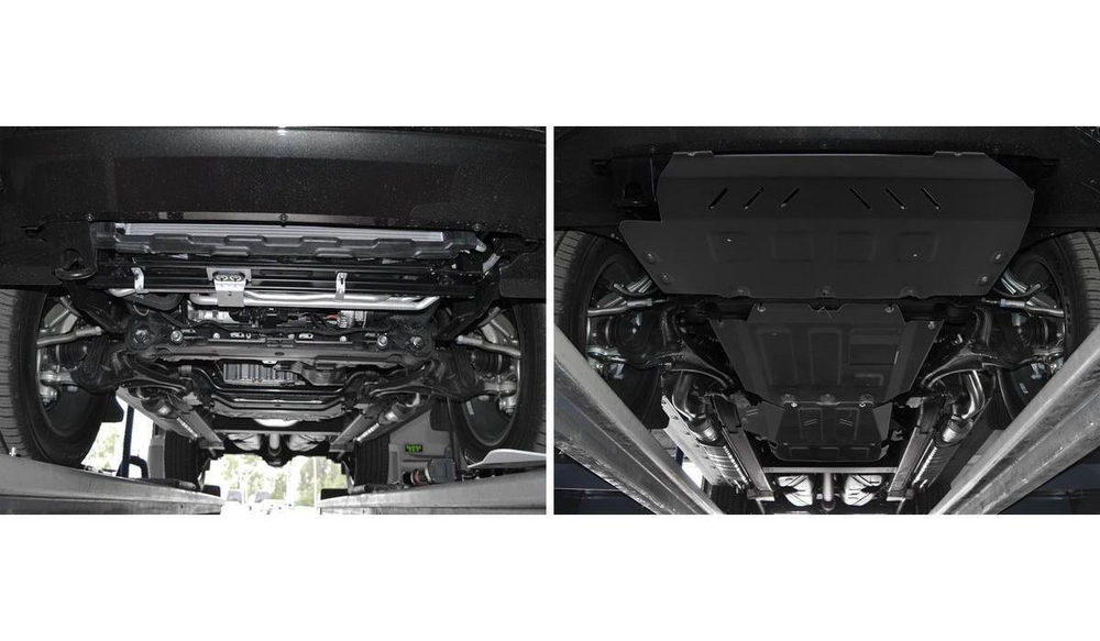 Защита радиатора, картера, КПП и РК Rival для Mercedes-Benz G-klasse W464 (V - 2.9D (249 л.с.); 4.0 (421/585 л.с.)) 2018-н.в., сталь 3 мм, 4 части, с крепежом, штампованная, K222.3946.1