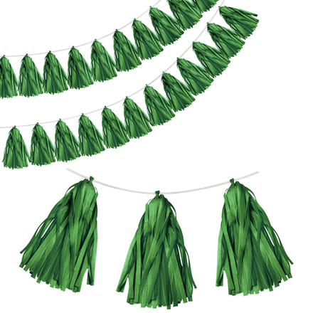 Гирлянда-тассел в темно-зеленом цвете, 35х12 см, 12 листов