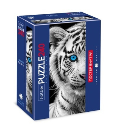 "Premium" ПАЗЛЫ для детей 240 элементов А2ф 180х480мм Панорама-Живой взгляд- Compact Box + Постер дл