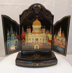 Гарнитур-трюмо с полной росписью "Москва". (Палех)