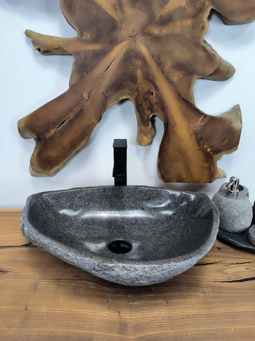 Раковина из речного камня RS-66340 55х37х15 из натурального камня