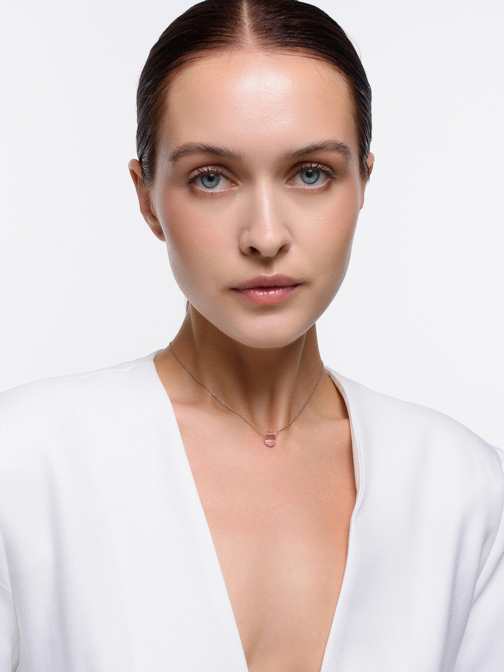 Колье "Crystal dew pink" Silver