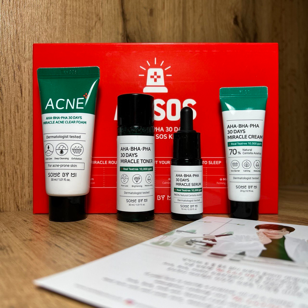 Набор для лица Some By Mi AC SOS AHA BHA PHA 30 Days для проблемной кожи пенка для умывания тонер сыворотка крем